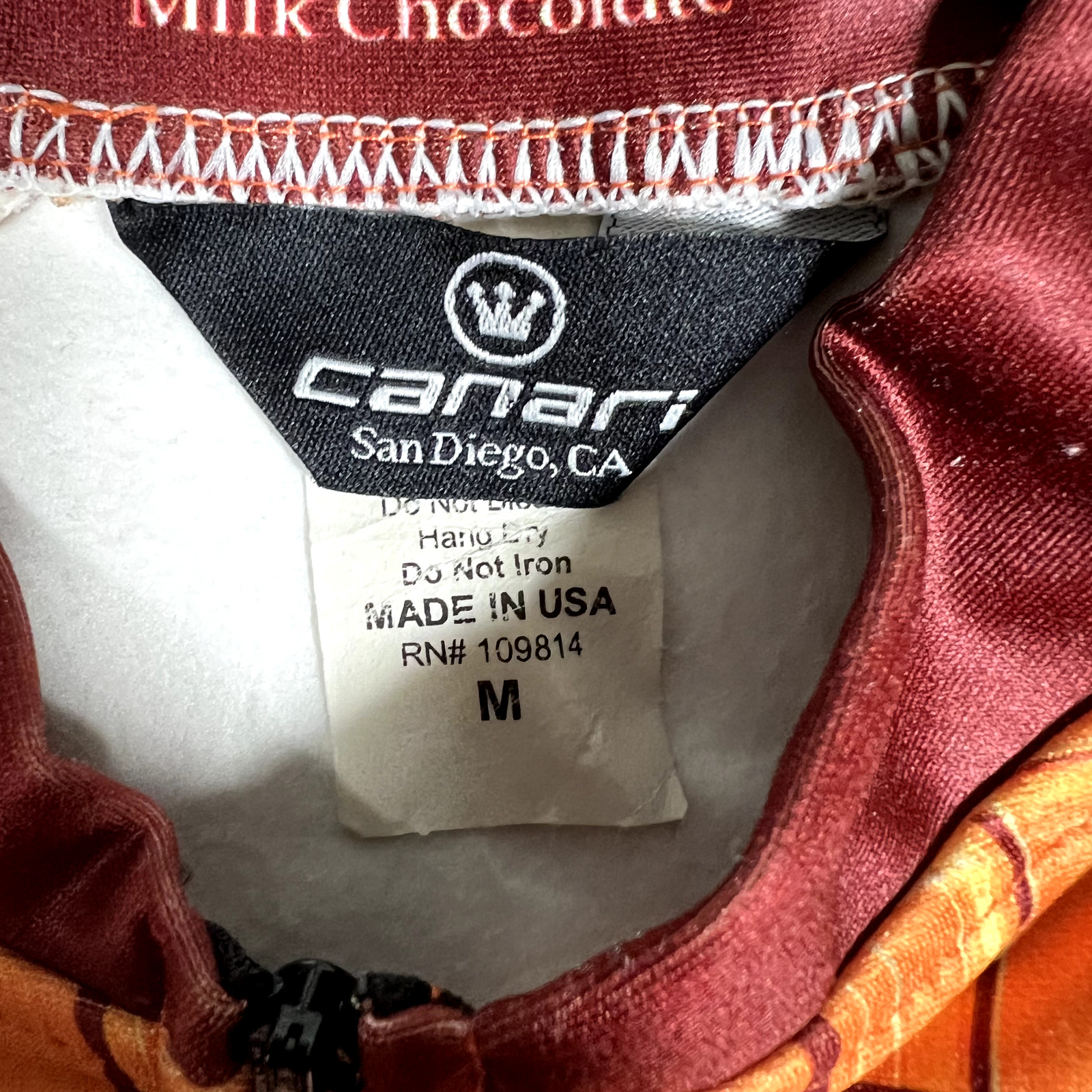Canari Cycling Jacket Mens Medium Orange Hersheys Chocolate Full Zip Bike Racing