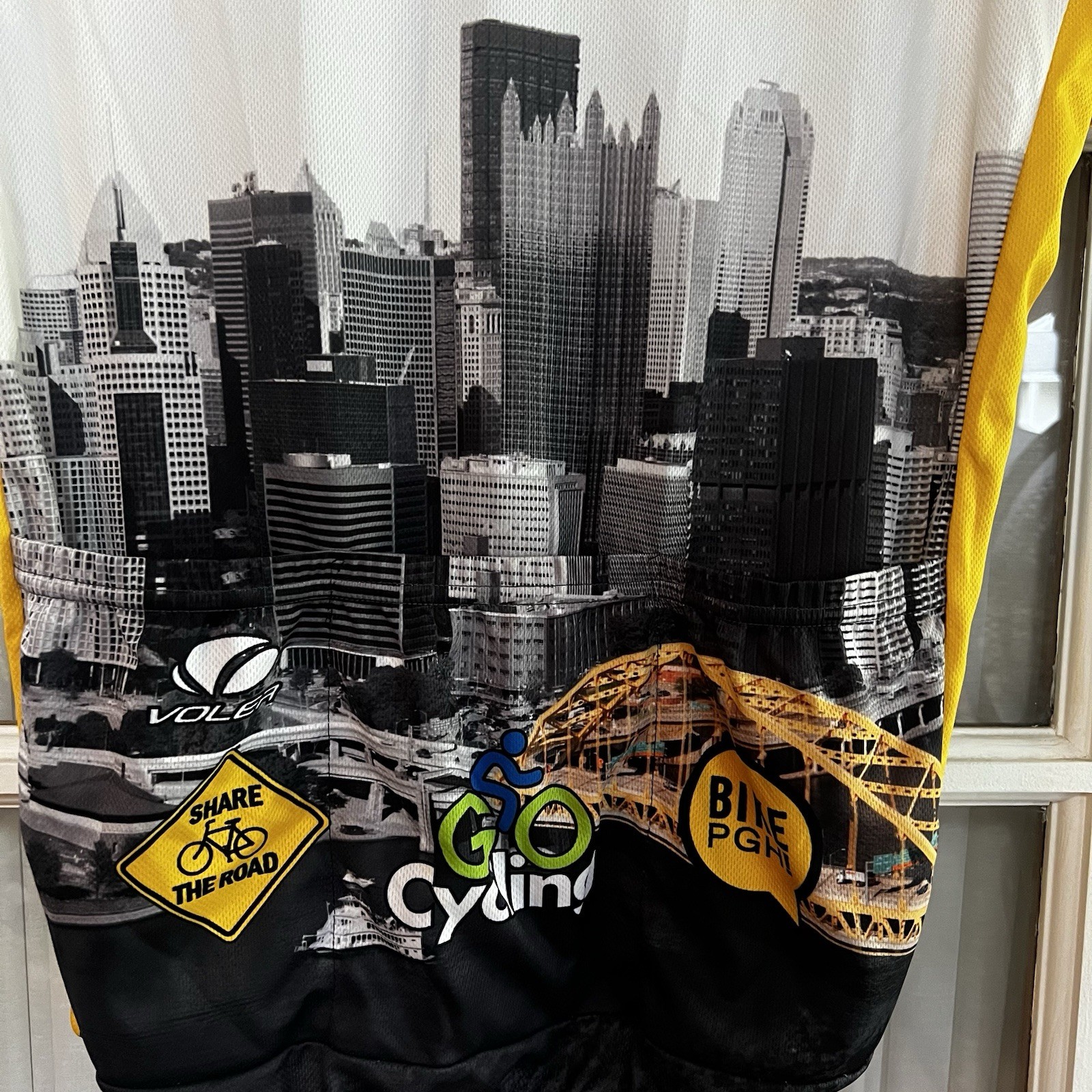 Large Pittsburgh Skyline Cycling Bike Jersey Biking Top Bicycle Shirt Men’s Size