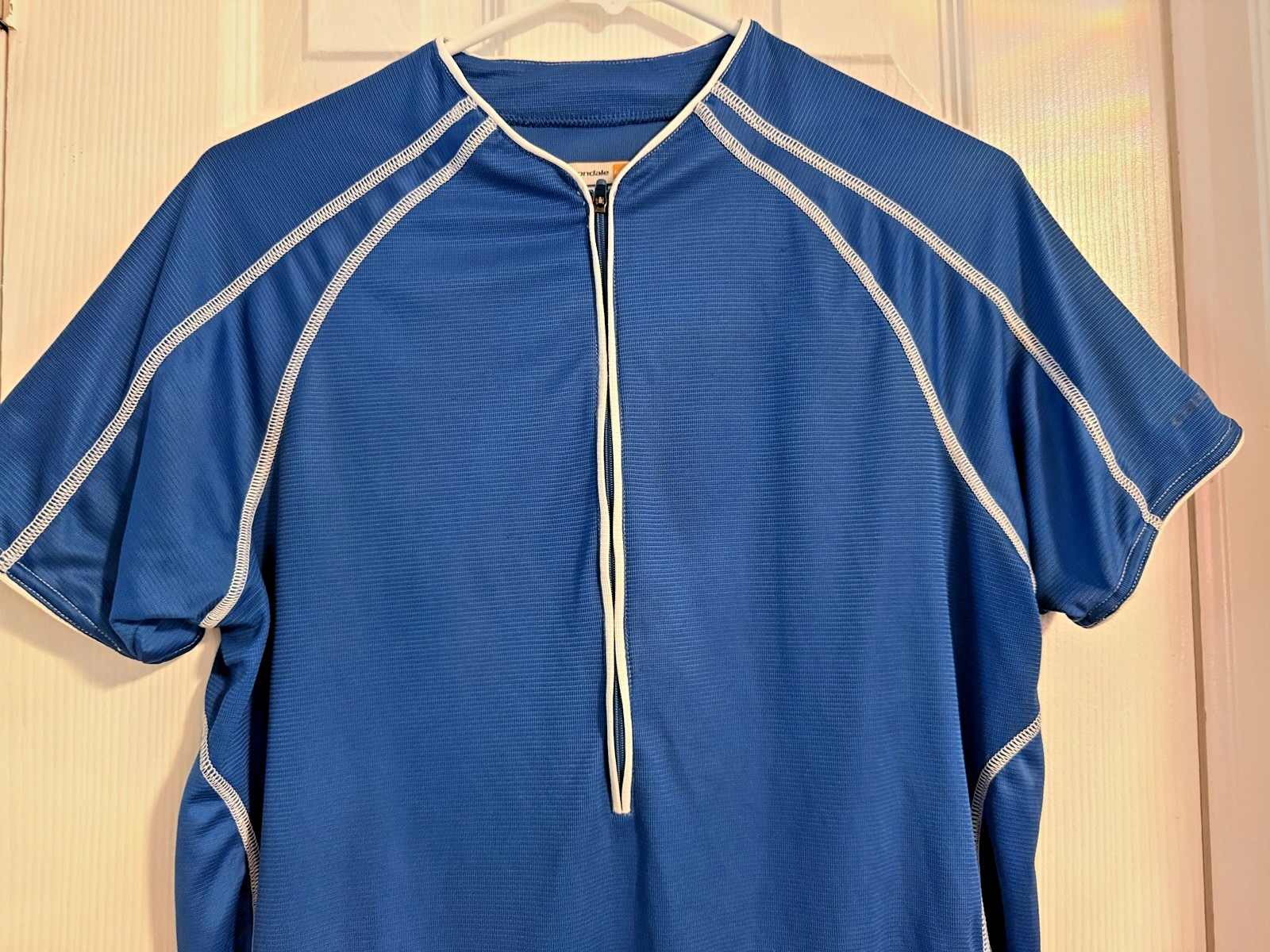 Cannondale Women’s Blue Cycling Jersey Shirt 3/4 Zip Pockets Sz L