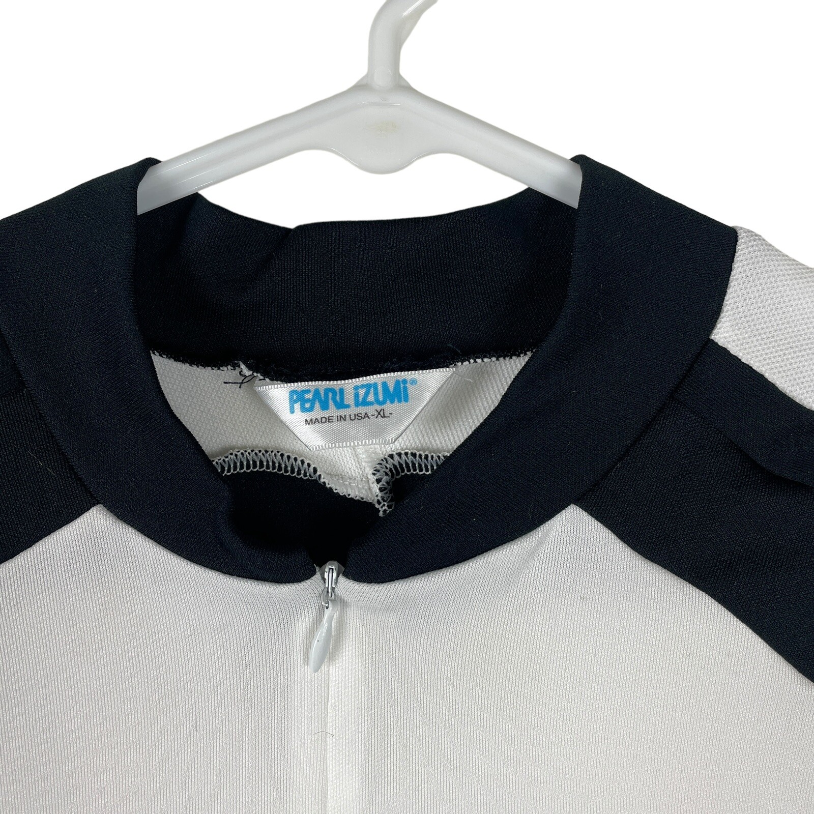 Pearl Izumi Cycling Jersey Womens XL White Black 3/4 Zip Pockets Company Logo