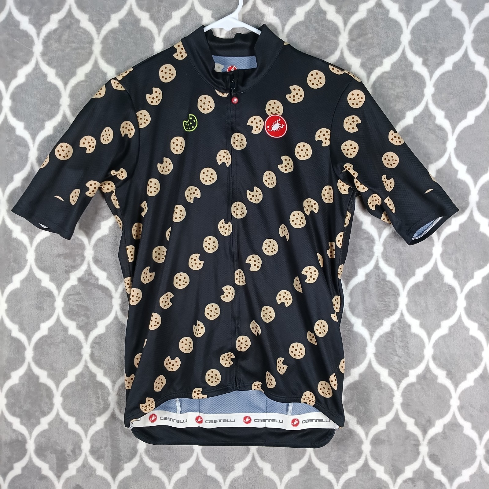 Castelli Cycling Jersey Men L Black Stealth Cookie Fondo Full Zip Phil Gaimon