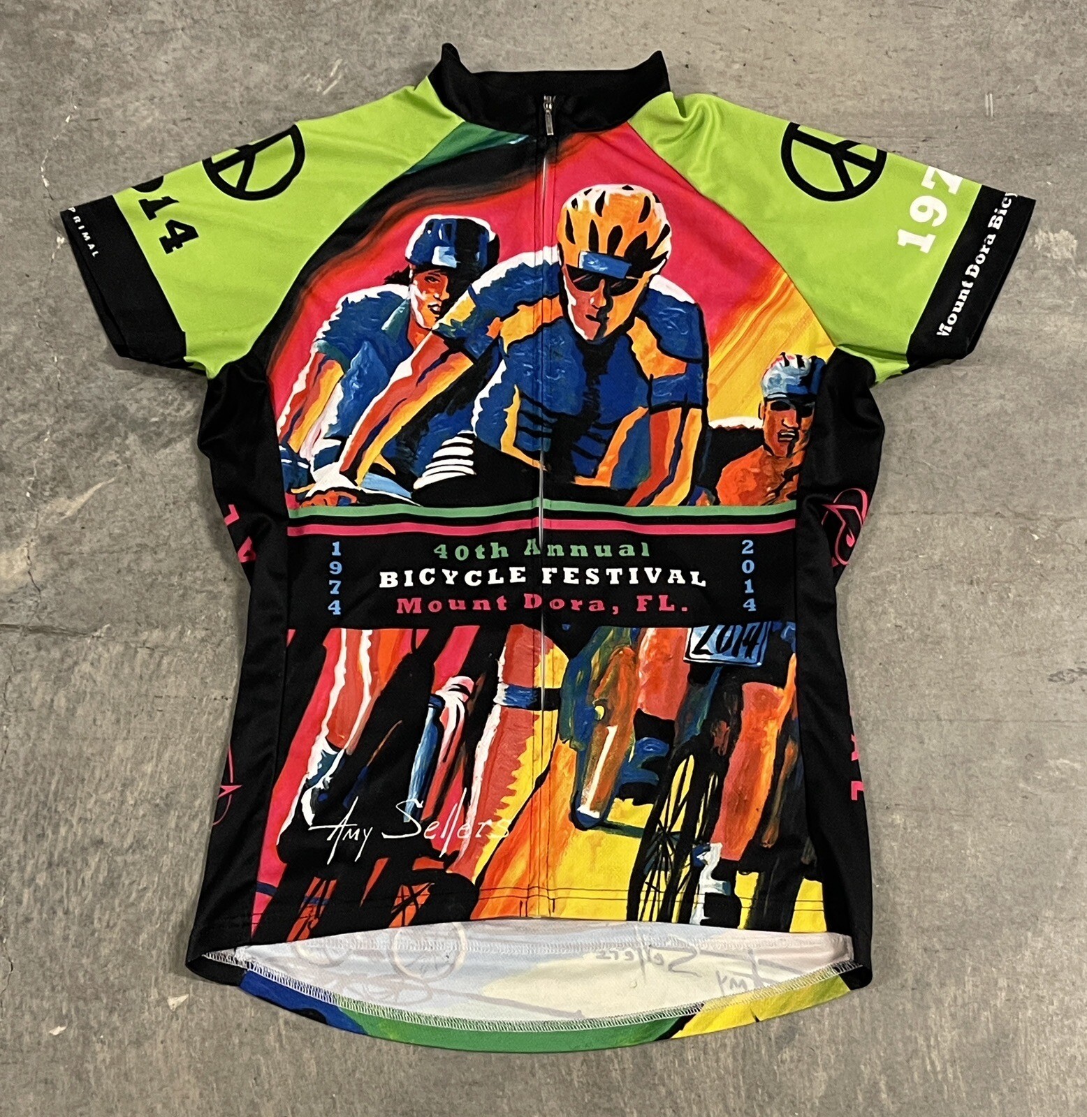 Women’s Primal Road Bike Festival Florida Amy Sellers Art Cycling Jersey Large