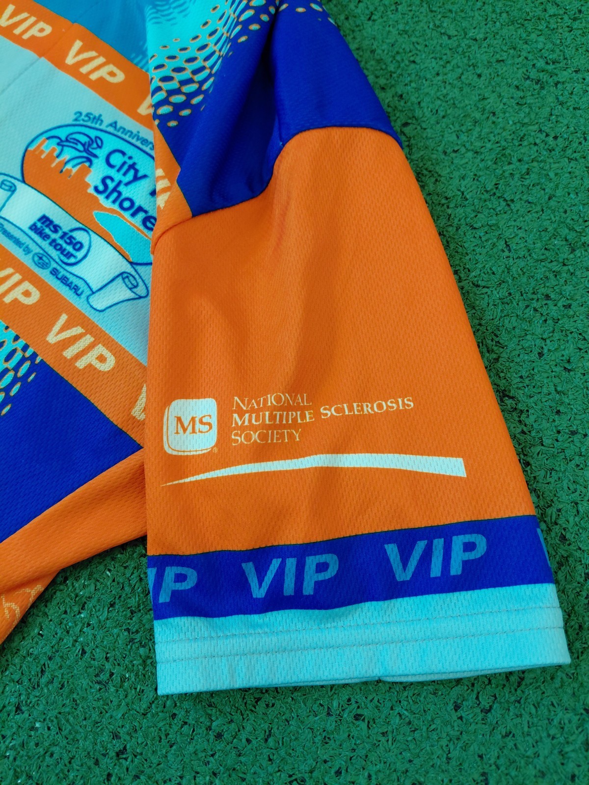 VINTAGE 2005 Voler MS 150 Bike Tour Blue & Orange Zip Up Cycling Jersey Sz Mediu