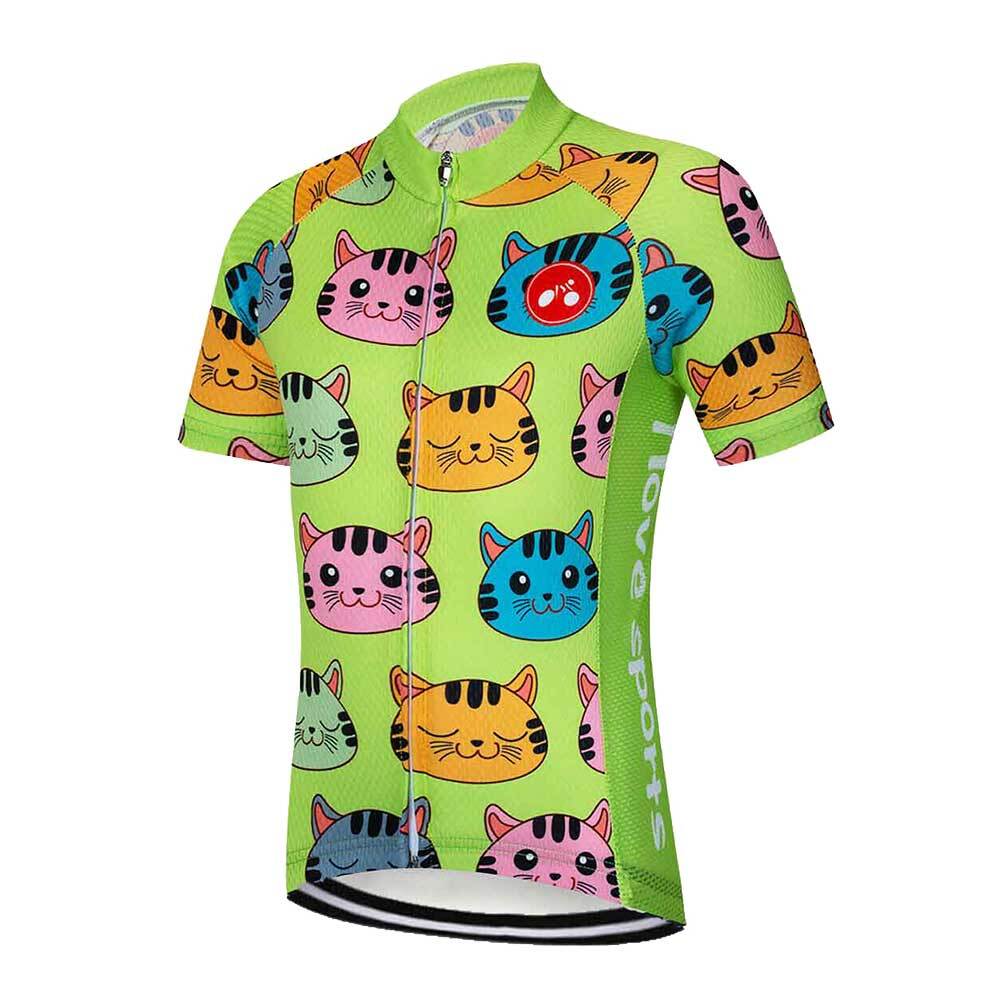 Kids Cycling Jersey Full Zip Girls Boys Short Sleeve Bike Bicycle Jersey Top