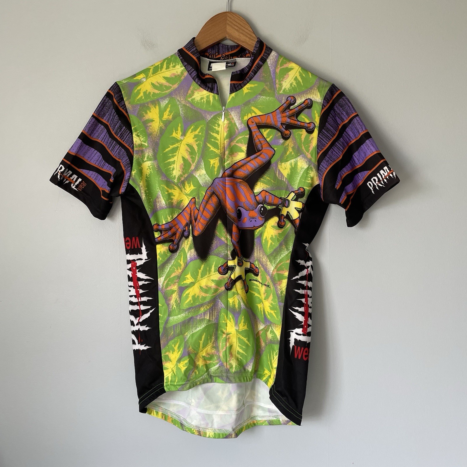 Primal Cycling Jersey Shirt Tropical Frog Print Made In USA Women’s Size Med