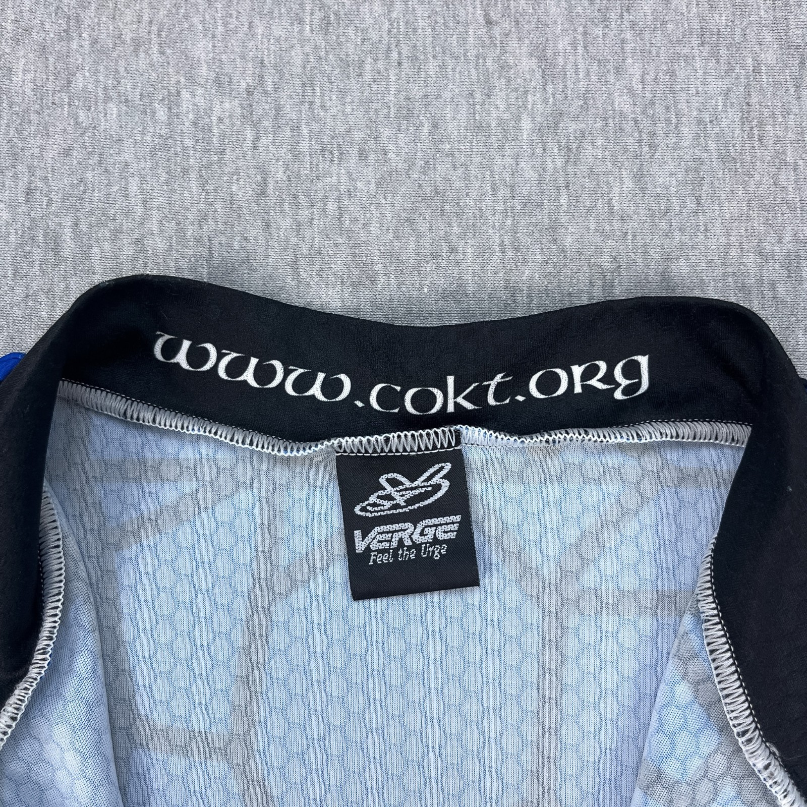 Verge Church Of The Knobby Tyre Cycling Jersey Mens 2XL Blue 3/4 Zip Pockets