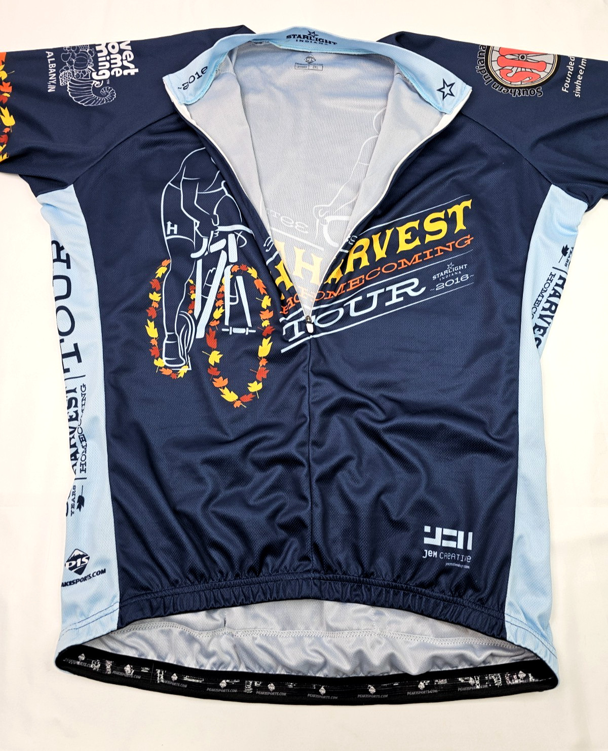 Peak 1 Sports Cycling Jersey Unisex 2XL (48″ Chest) Harvest Homecoming Indiana