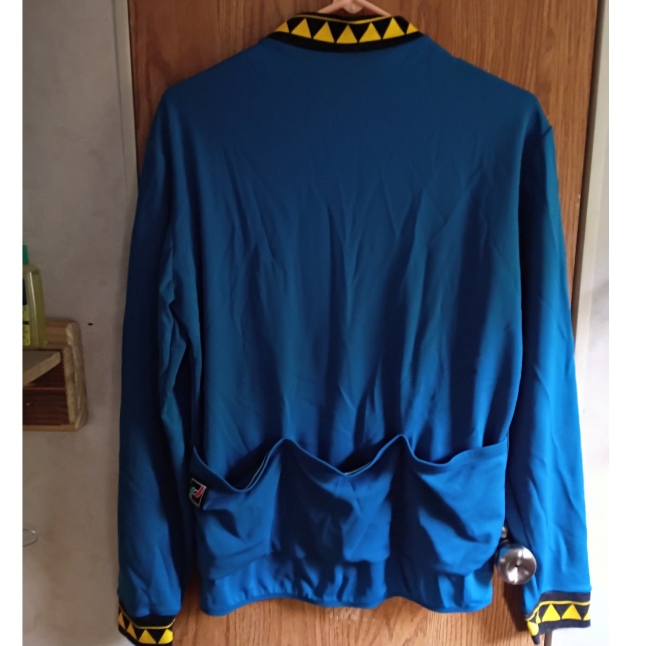 Vintage 80s 90s RJ Cyclewear Blue Full Zip Cycling Jersey L USA Rear Pockets