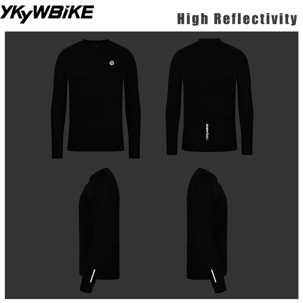 Men Casual Cycling Jersey Long Sleeve Half Zip T- Shirts Bike Breathable Tops
