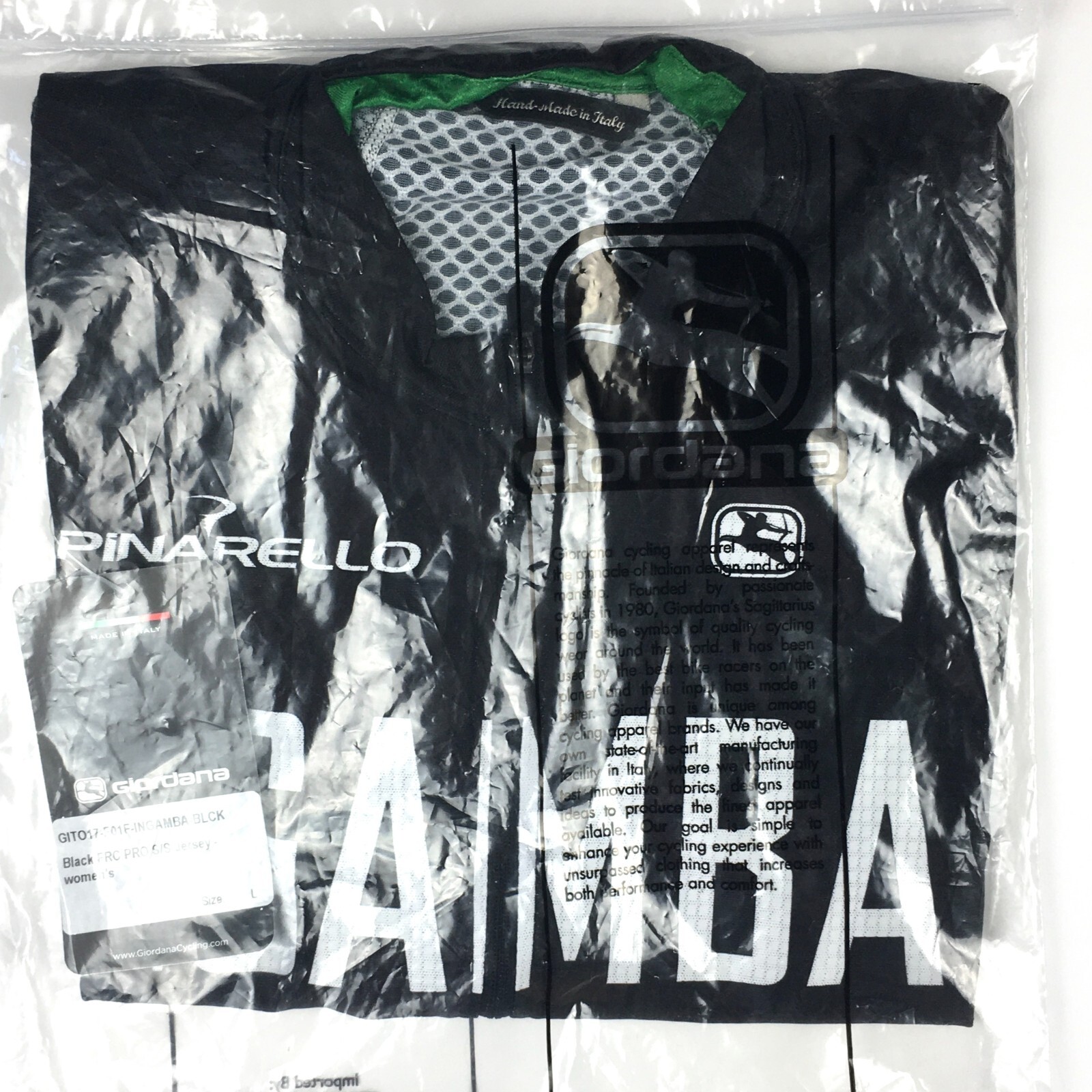 Giordana Women’s Black FR-C Pro Cycling Short Sleeve Jersey Size Large Wind Vest