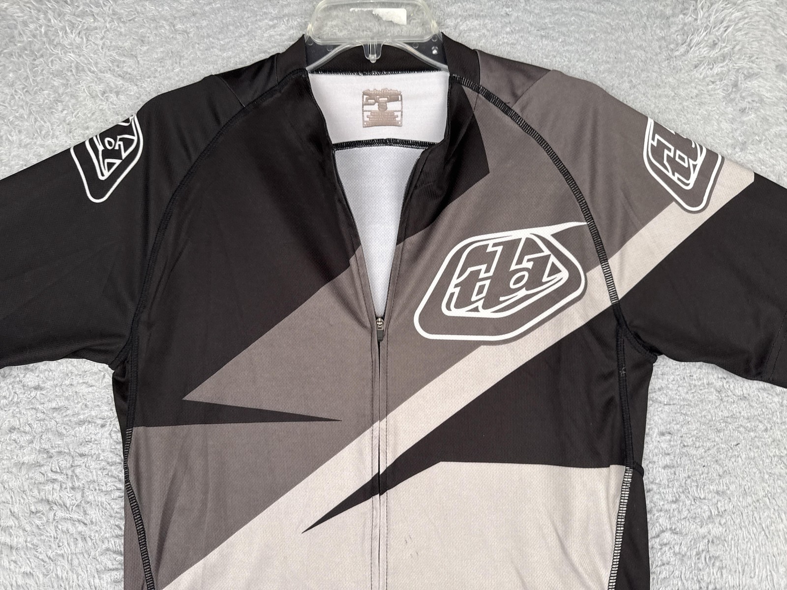Troy Lee Designs Cycling Jersey Mens Small Gray Colorblock Full Zip Pockets Top