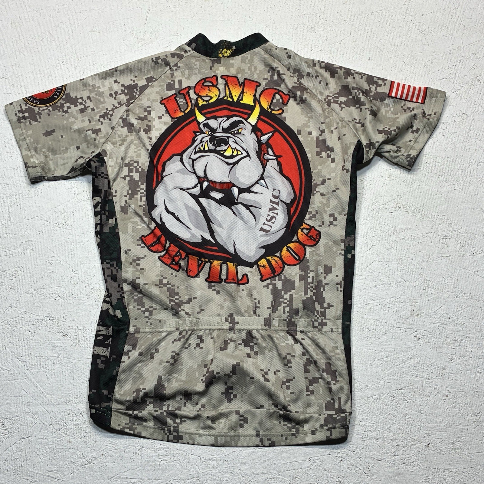 PRIMAL Cycling Jersey Small Camo USMC US Marines 3/4 Zip Devil Dog SemPer Fi