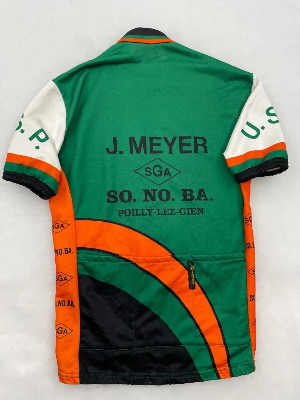 Vintage 90s Tricots du Rocher France J. Meyer Cycling Jersey Green Men’s L