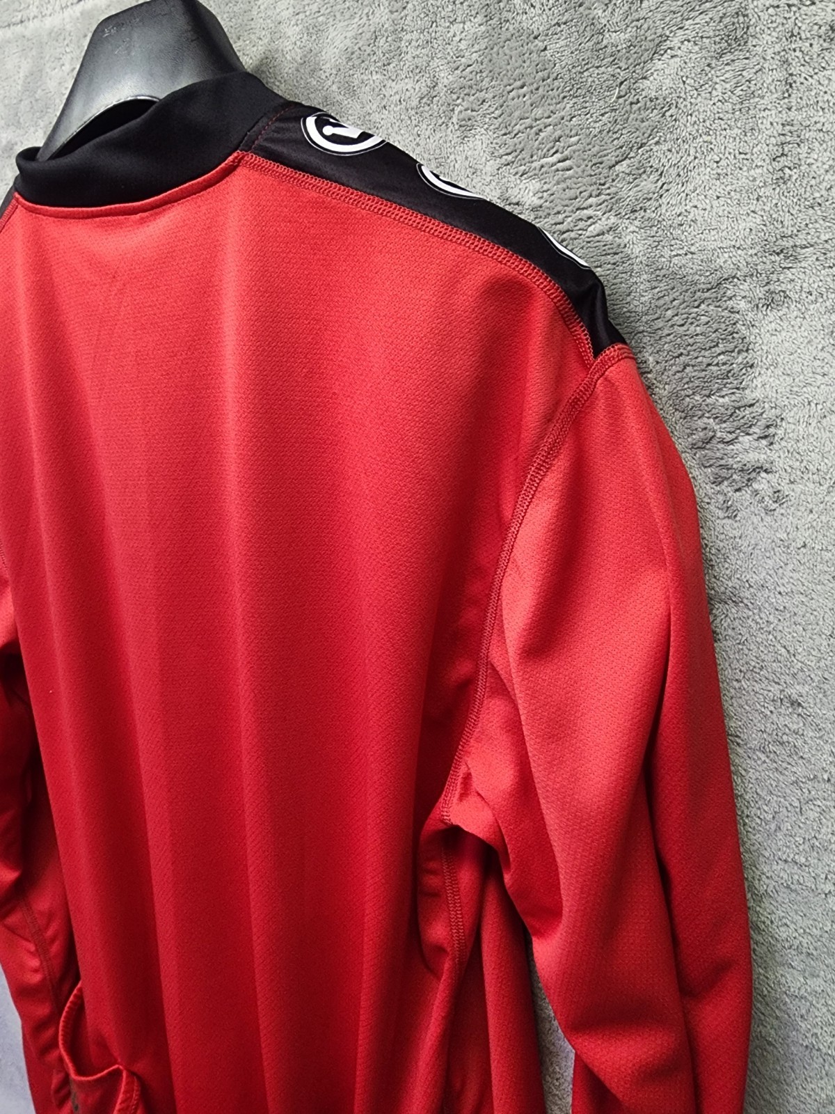 Canari Cycling Jersey Mens XL Red And Black Long Sleeve Quarter Zip Rear Pocket