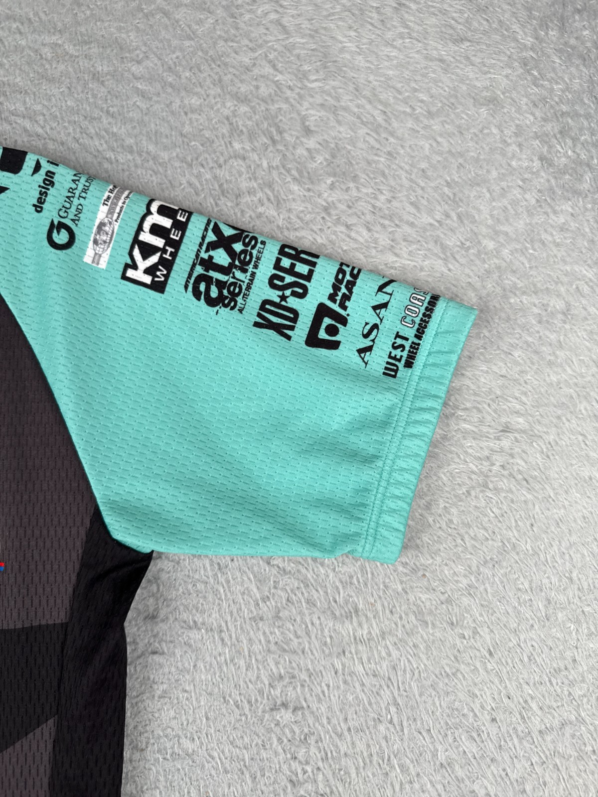 Panache Cycling Jersey Women Large Black Teal American Racing Full Zip Polyester