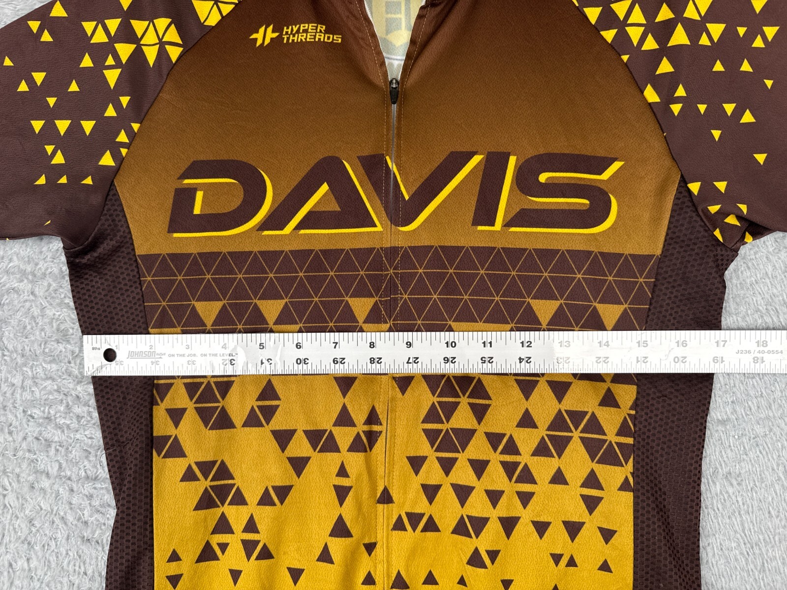 Hyperthreads Cycling Jersey Women Large Brown Yellow Davis Full ZIp Polyester