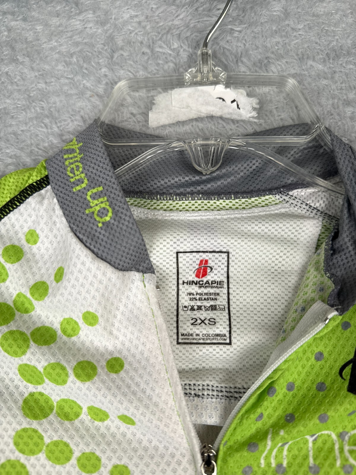 Hincapie Cycling Jersey Adult 2XS XXS Green White Full Zip Short Sleeve Aspen