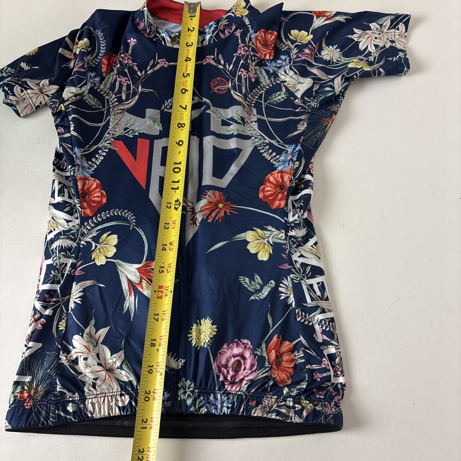 Ostroy NYC Velo Womens XXS Cycling Jersey Blue Floral full zip