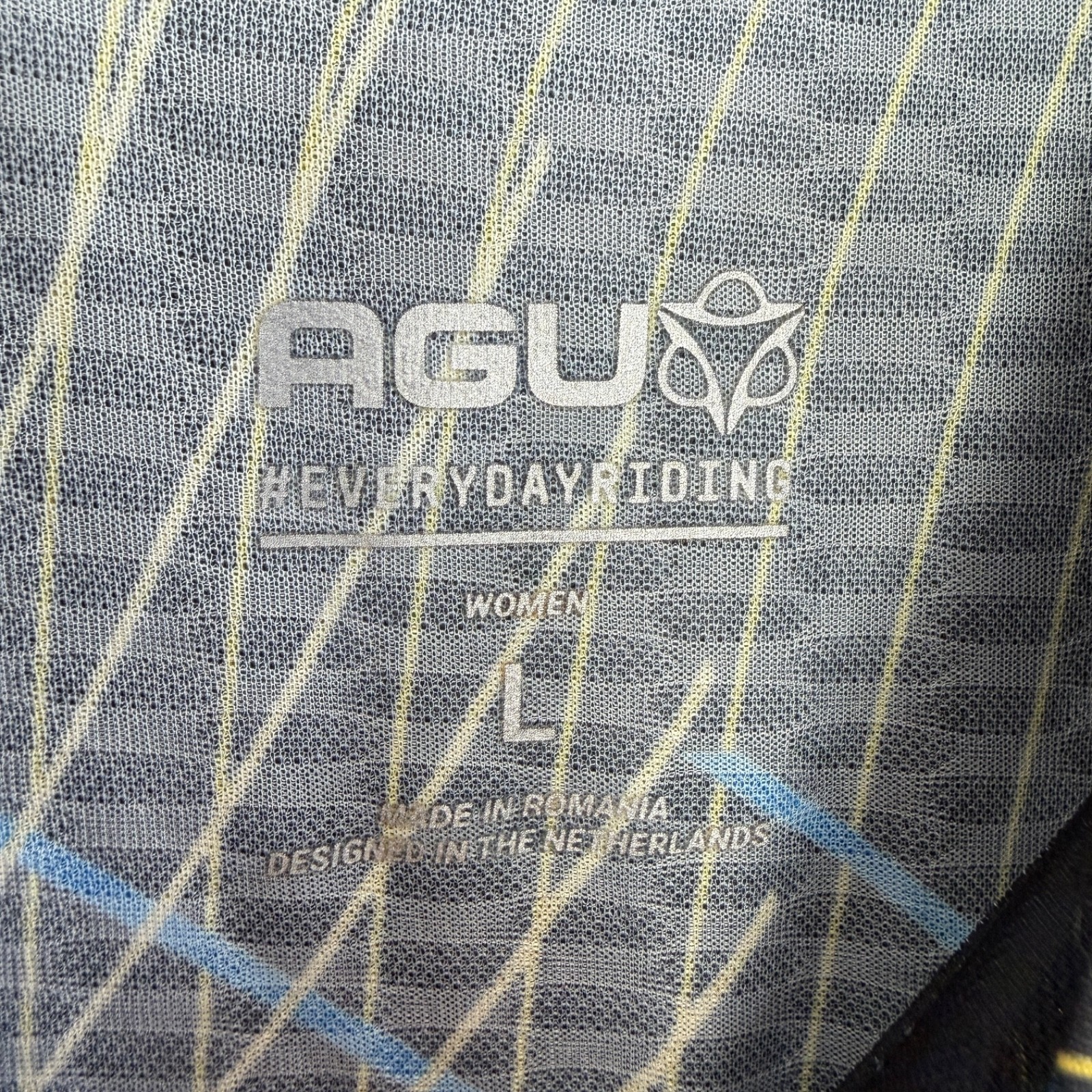 AGU Cycling Jersey Womens Large Black Multi Nocturnal Lines Performance Bike EUC