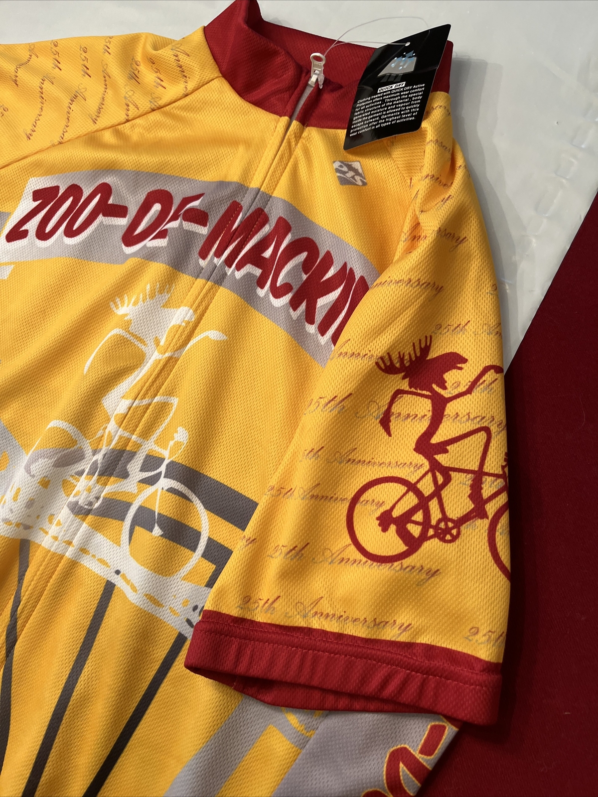Zoo-De-Mackinac Yellow Cycling Racing Jersey Full Zip Short Slv Unisex Small New