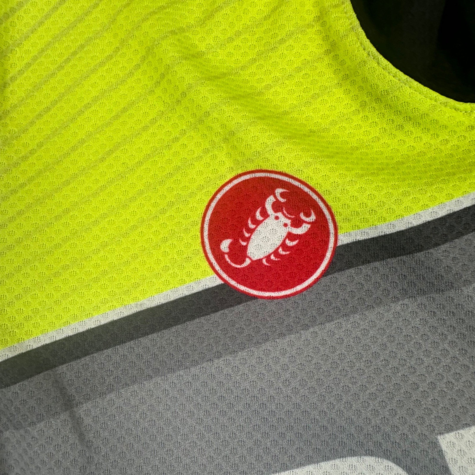 Castelli Cadence Cyclery Cycling Jersey Mens Large Neon Yellow Grey Full Zip