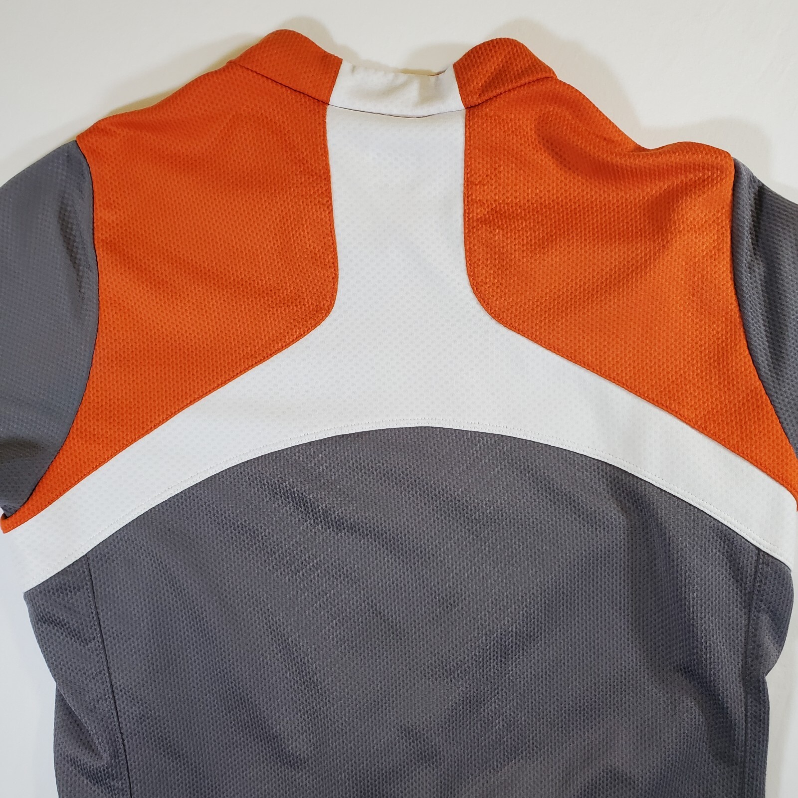 Nike Fit Dry Gray Orange White 104912 – Large 3/4 Zip Cycling Jersey Sport Shirt