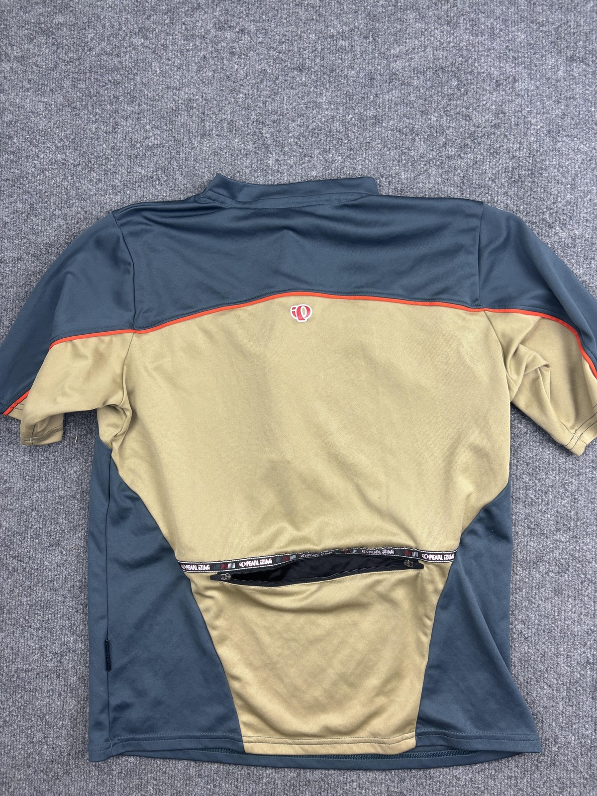 Pearl Izumi Cycling Jersey Mens Medium Blue Tan 1/2 Zip Short Sleeve Bike Shirt
