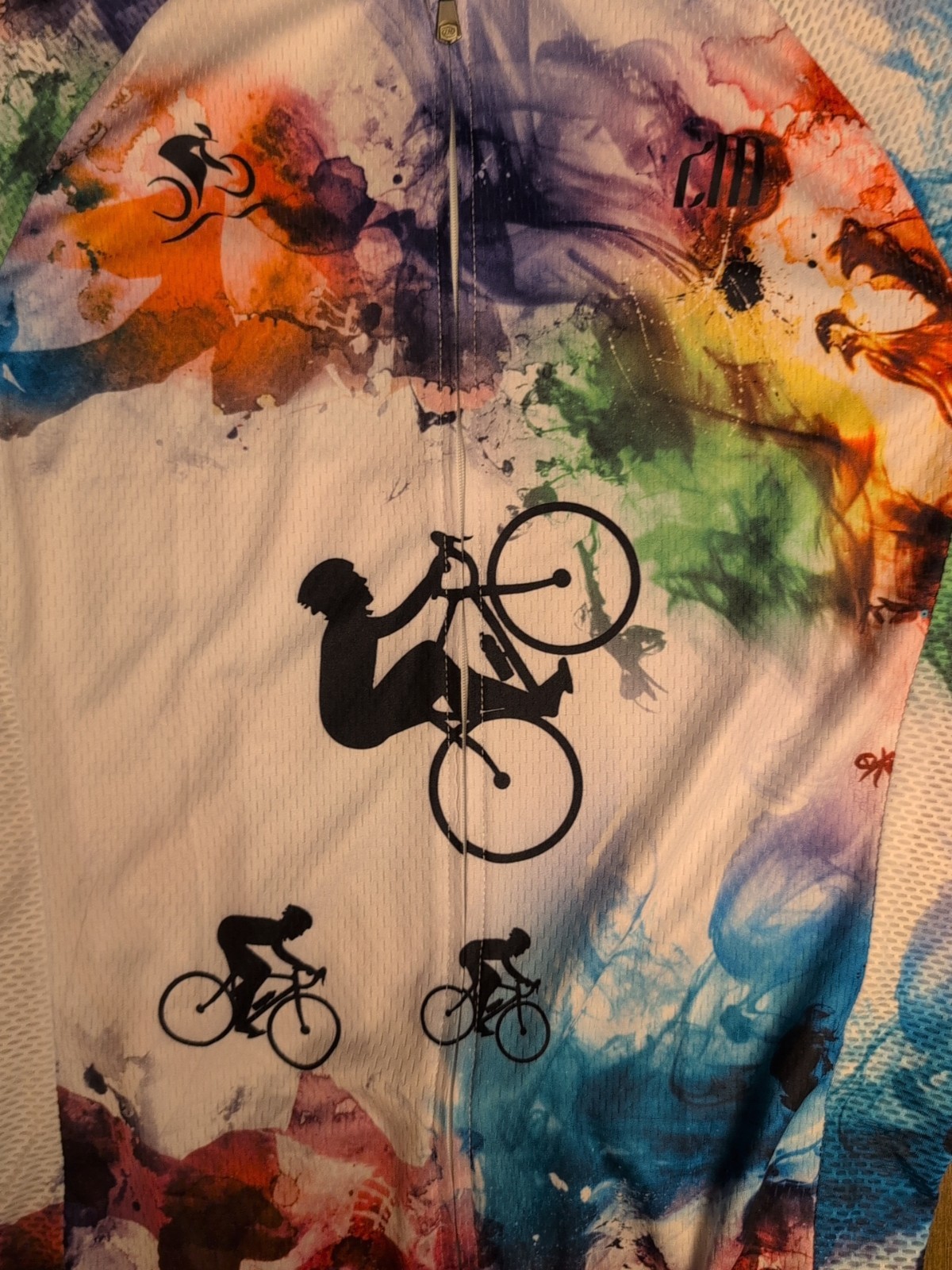 Womens Cycling Jersey US S CHUANG DI Non Slip Waist Colorful Full Zip