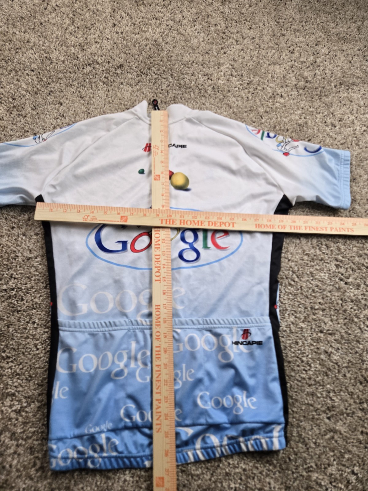 Google Cycling Jersey Large Mens Full Zip Short Sleeve Pockets Hincapie Y2K