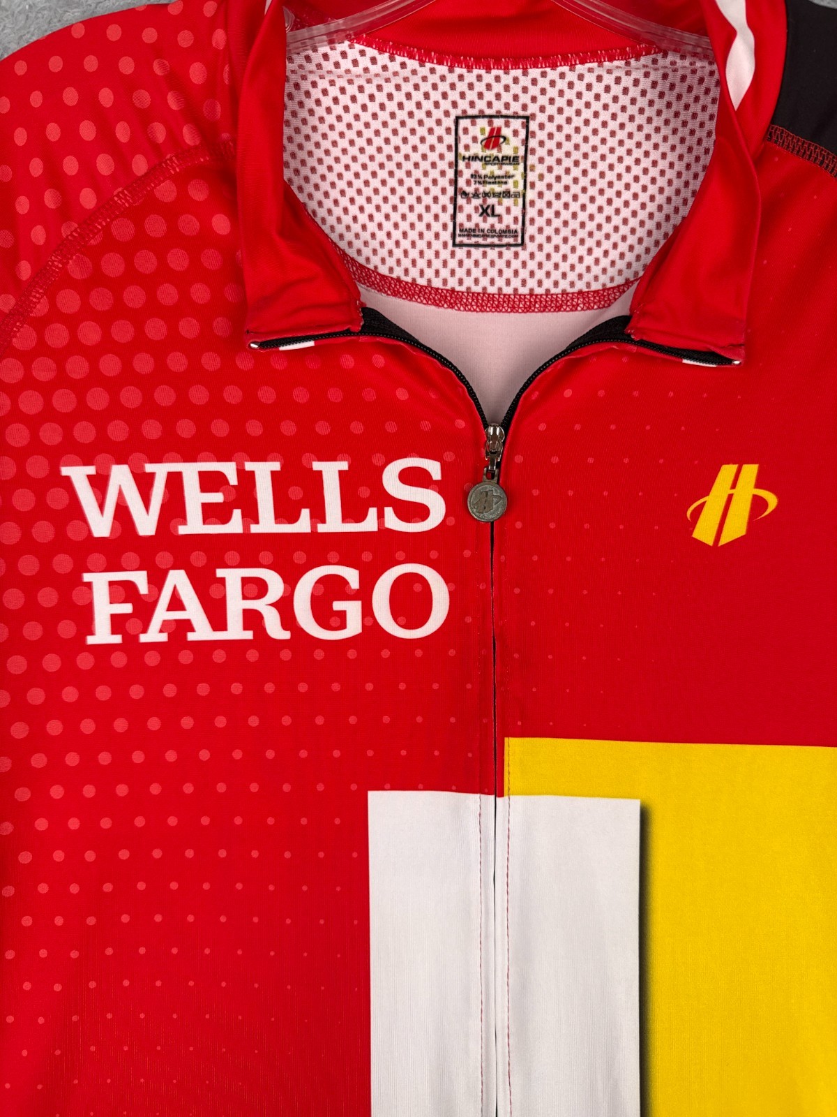 Hincapie Cycling Jersey Adult Extra Large Red Yellow Full Zip Short Sleeve Poly