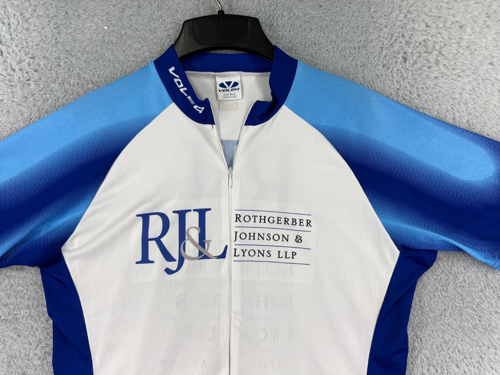 Voler Cycling Jersey Adult Large Blue White 1/2 Zip 100% Polyester Made USA