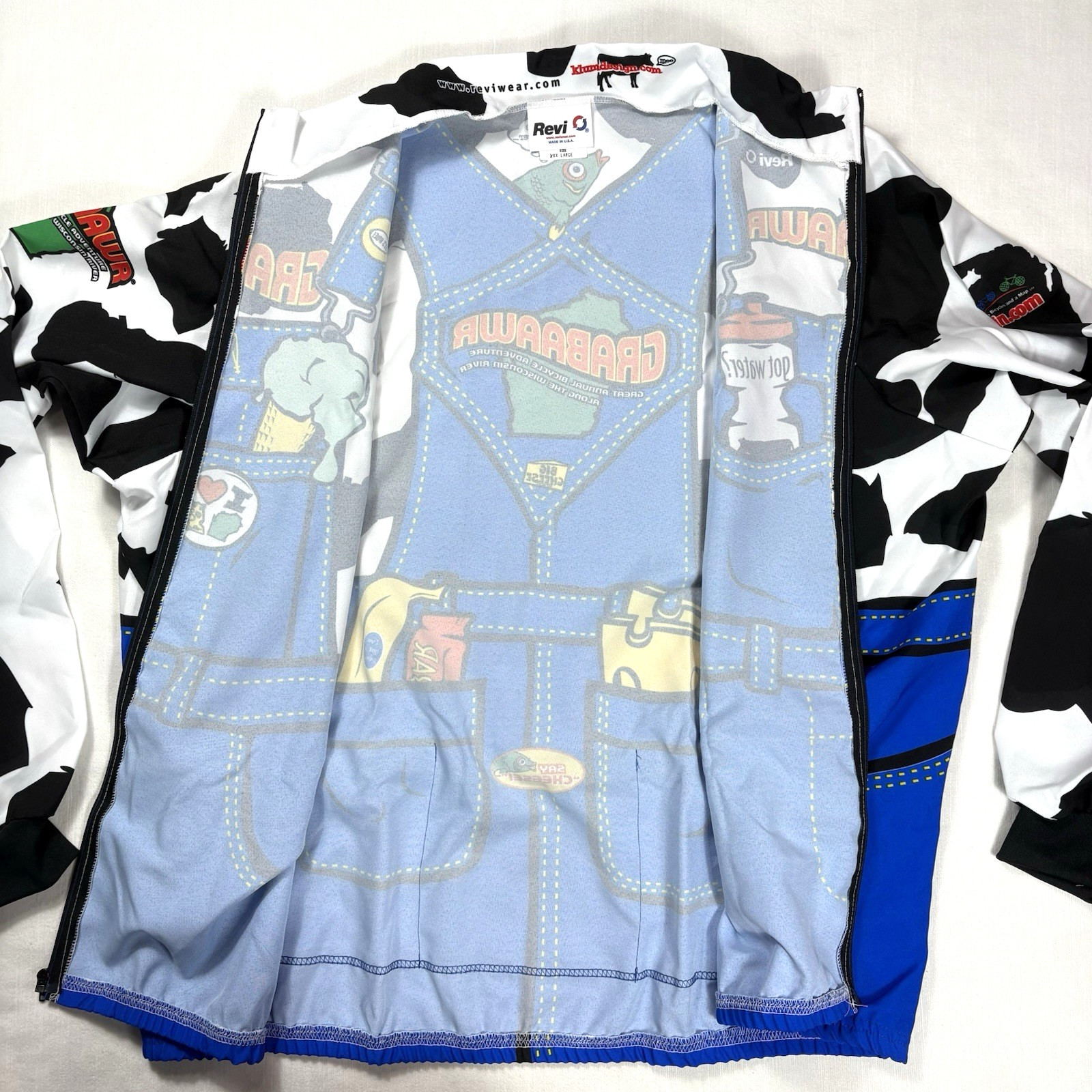 Revi Cycling Jersey Size 3XL Long Sleeve USA Wisconsin Cow Dairy Cheese GRABAAWR