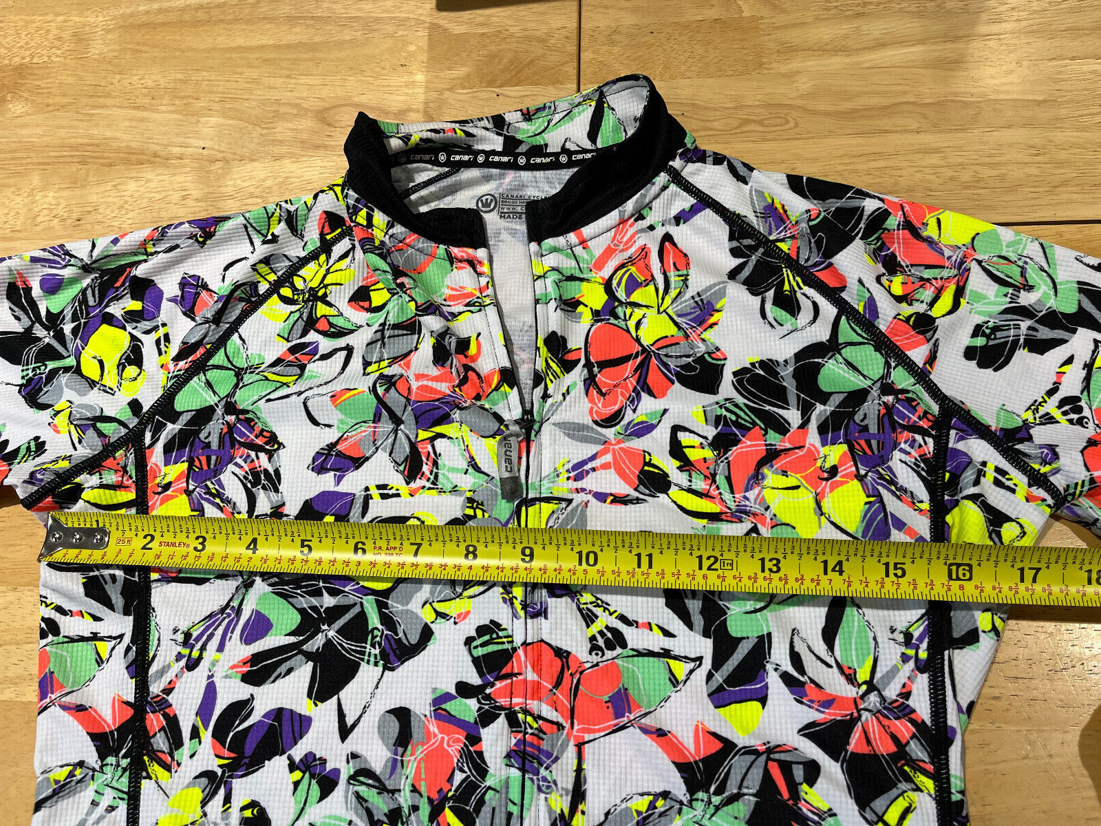 CANARI Women’s Sz M Multi-color Butterfly Design Zip Up Cycling Bike Jersey