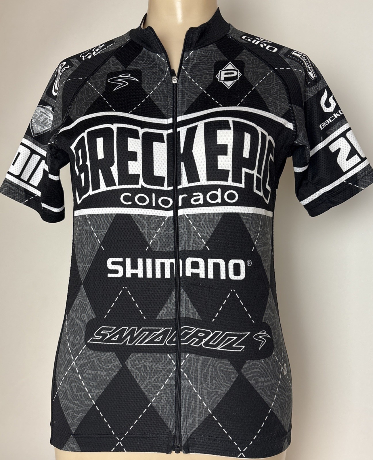 Panache Womens M Short Sleeve Cycling Jersey Black Breck epic Colorado flaw*