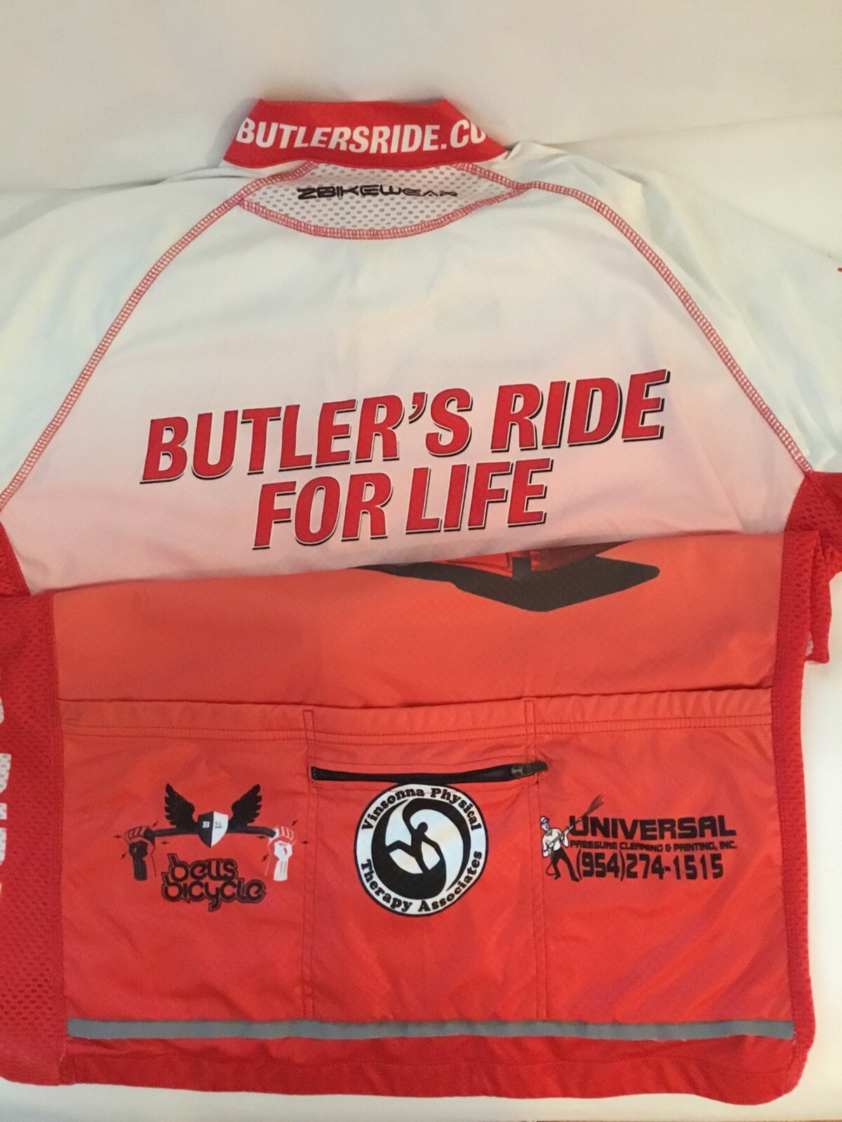 ZbikeWear Shirt/full zip short sleeve with back pockets,“Butlers Ride for Life”