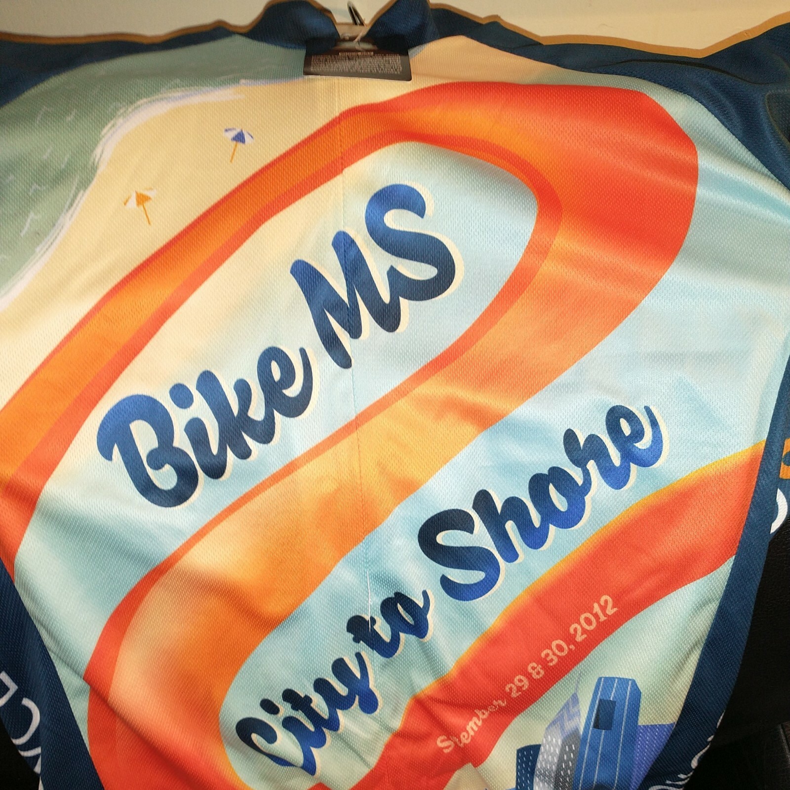 NWT Peak 1 cycling shirt/jersey “Bike MS city to shore” MS awareness Charity $$$
