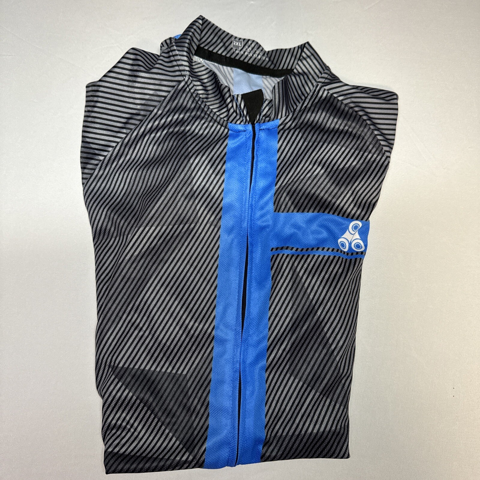 Urban Cycle Racing Jersey Size 2XL Gray Stripe Full Zip Short Sleeve Shirt