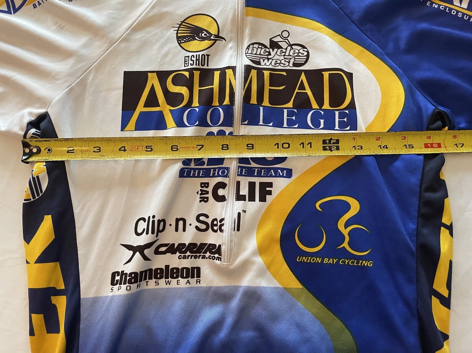 Bicycle Bike Jersey Full Zipper Short Sleeve Summer Ashmead College BLUE