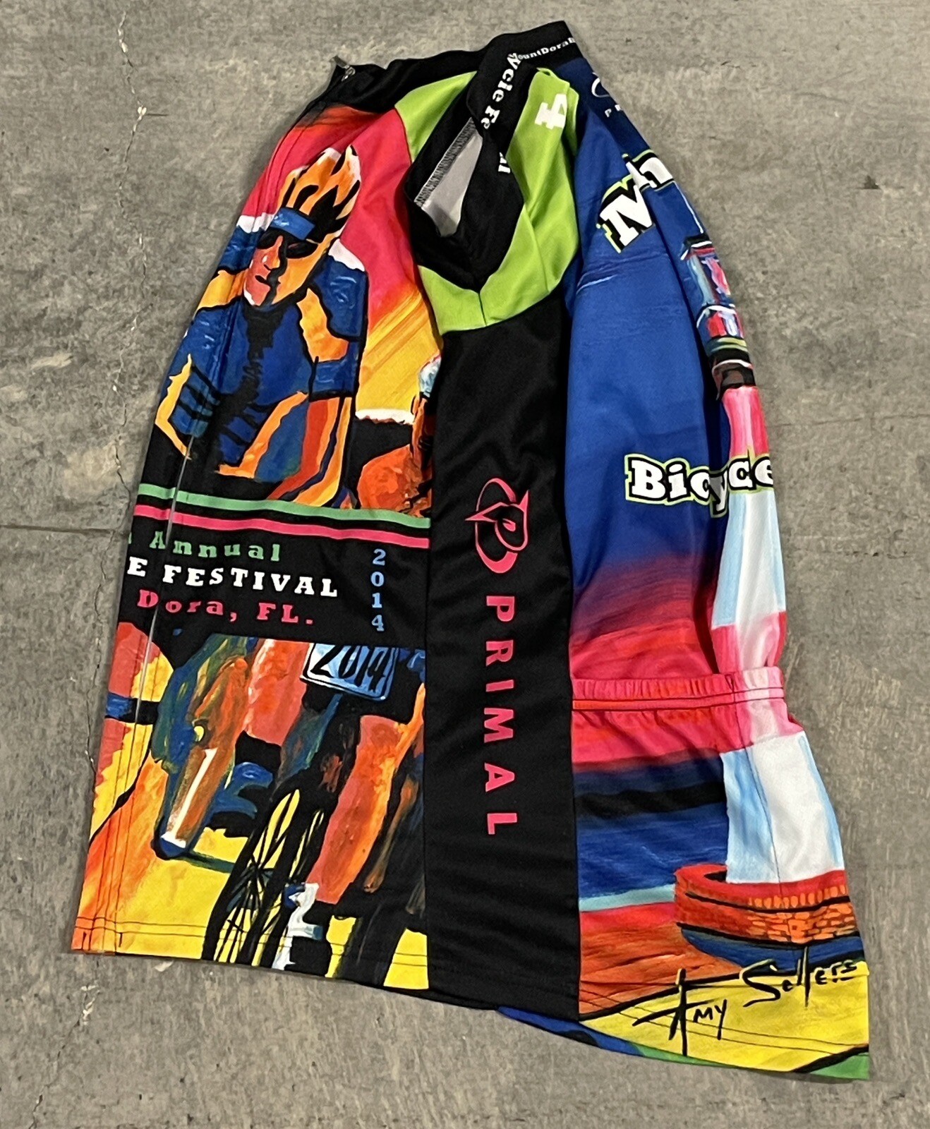 Women’s Primal Road Bike Festival Florida Amy Sellers Art Cycling Jersey Large