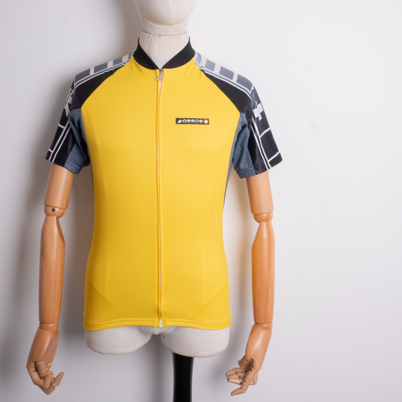 Assos Mens Solid Yellow Full-Zip Short Sleeve Stretch Cycling Jersey Size M