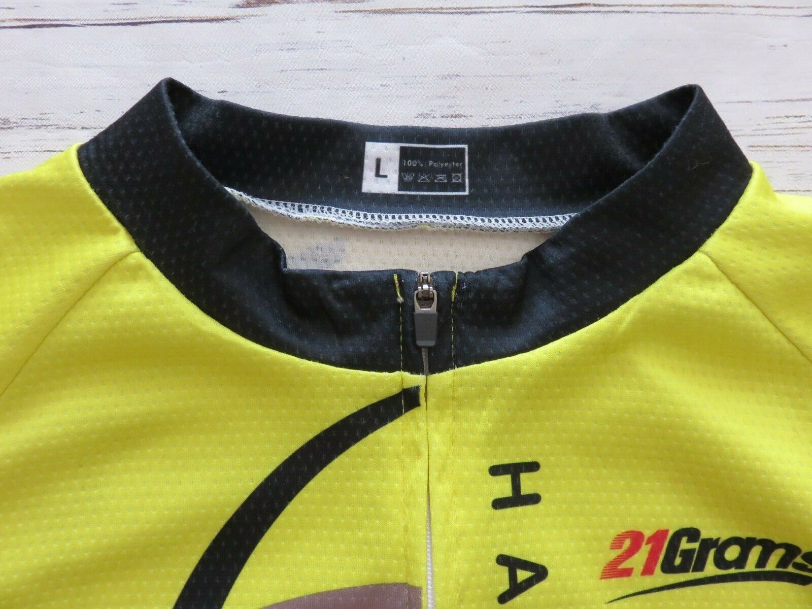 21 Grams Happy Cycling Trajector Jersey Biking Yellow Full Front Zipper Adult L