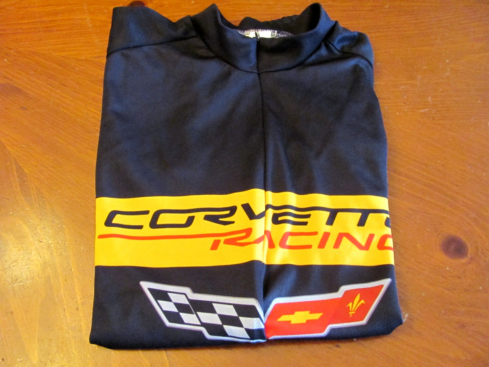 CORVETTE RACING CYCLING JERSEY MEN’S MED/LG BLACK YELLOW 3/4″ ZIP 3 POCKETS