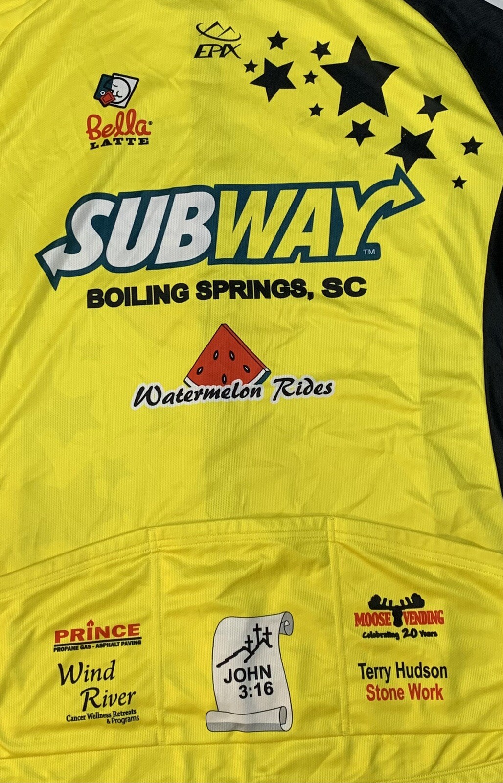 EPIX Bike Cycling Riding Jersey Sz L Chest 37” Subway Bicycle Time Rize EUC