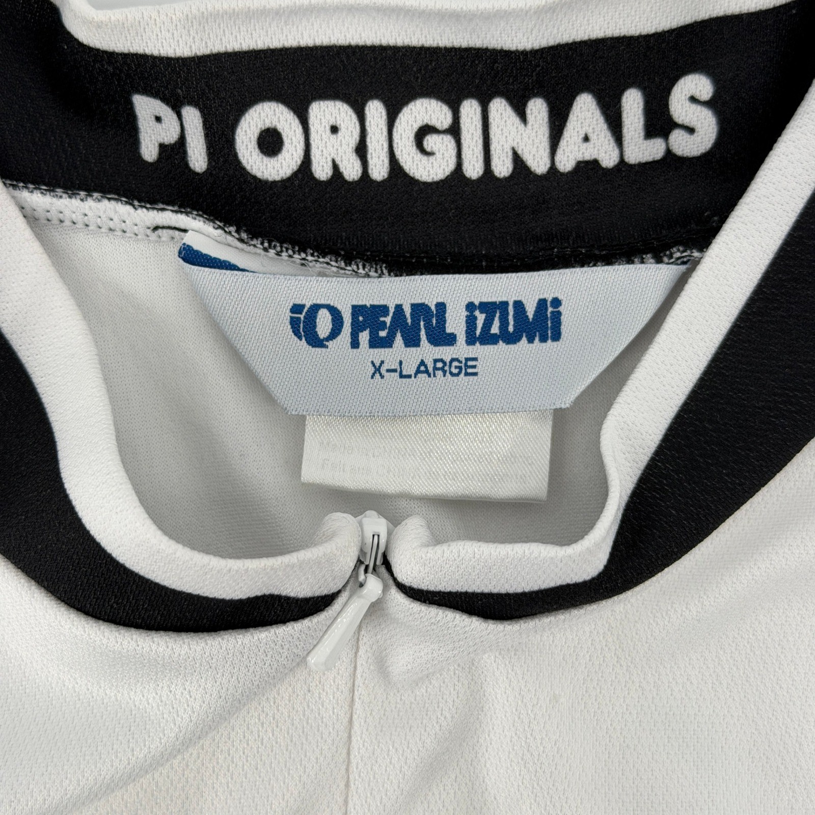 Pearl Izumi Cycling Jersey Mens XL White Black Mesh Panel Short Sleeve Zip Top