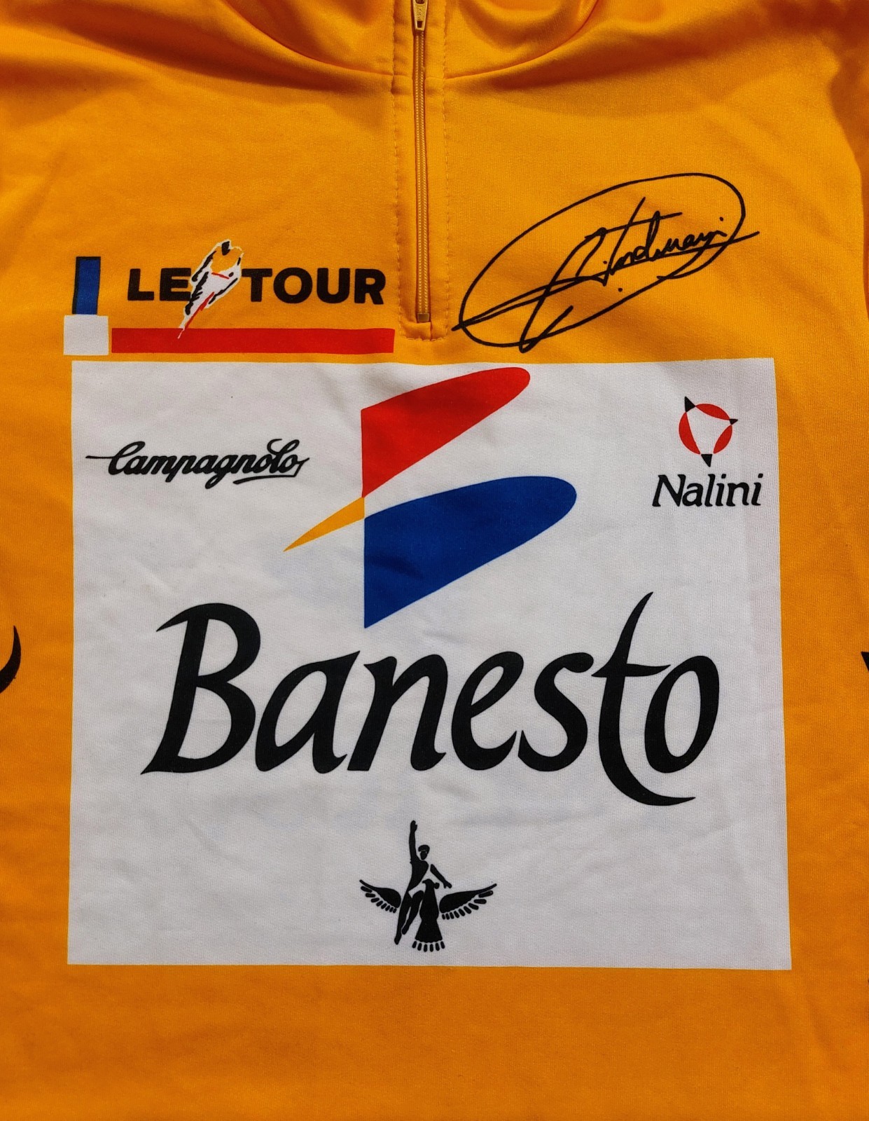 Rare Miguel Indurain Tour de France Yellow Cycling Jersey with Signature
