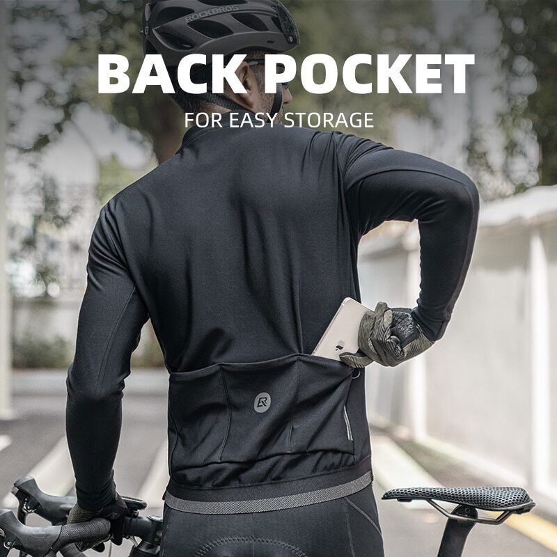 ROCKBROS Winter Fleece Cycling Jacket Suit Bike Jersey Bicycle Thermal Clothing