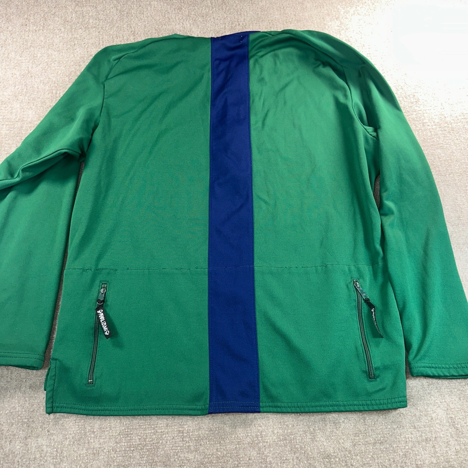 Pearl Izumi Technical Cycling Jersey Mens Large Green Navy Blue Quarter Zip L/S