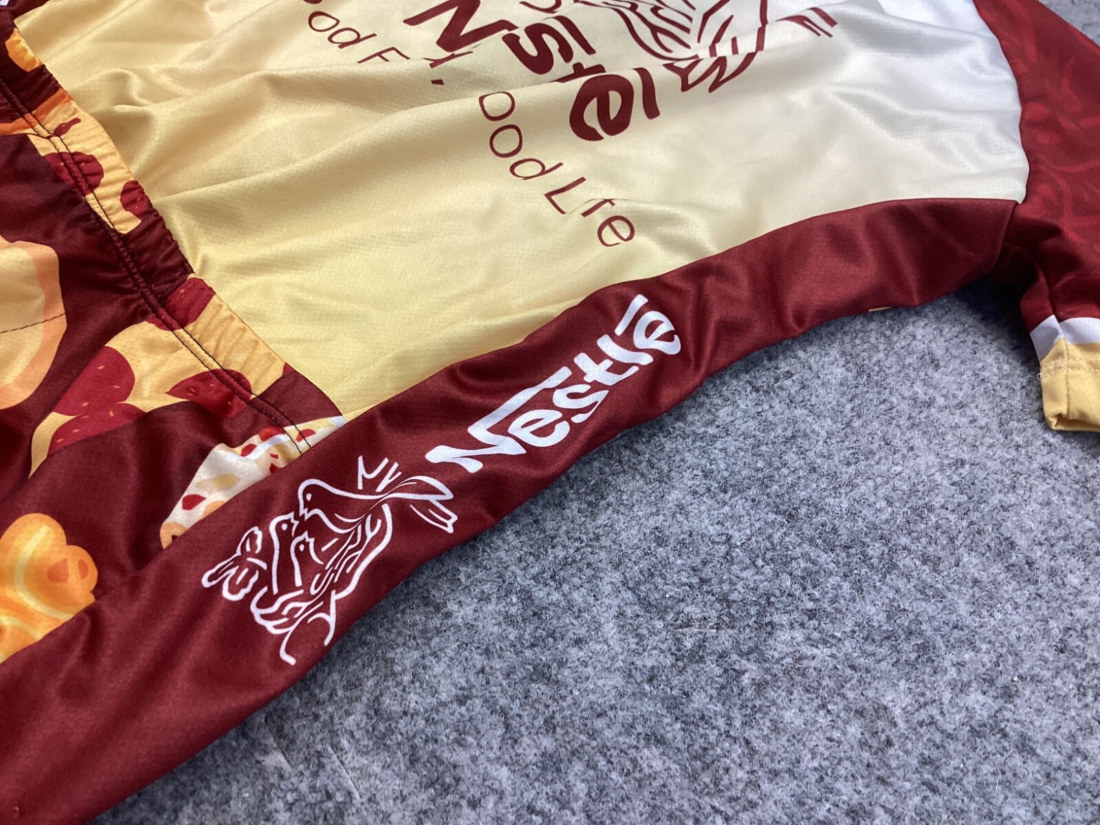 Cycling Shirt Mens Medium Maroon Pizza Graphic Pockets Bicycle