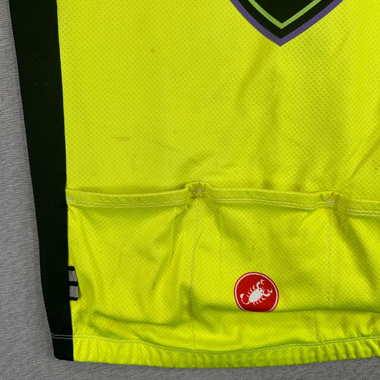 Castelli Cadence Cyclery Cycling Jersey Mens Large Neon Yellow Grey Full Zip