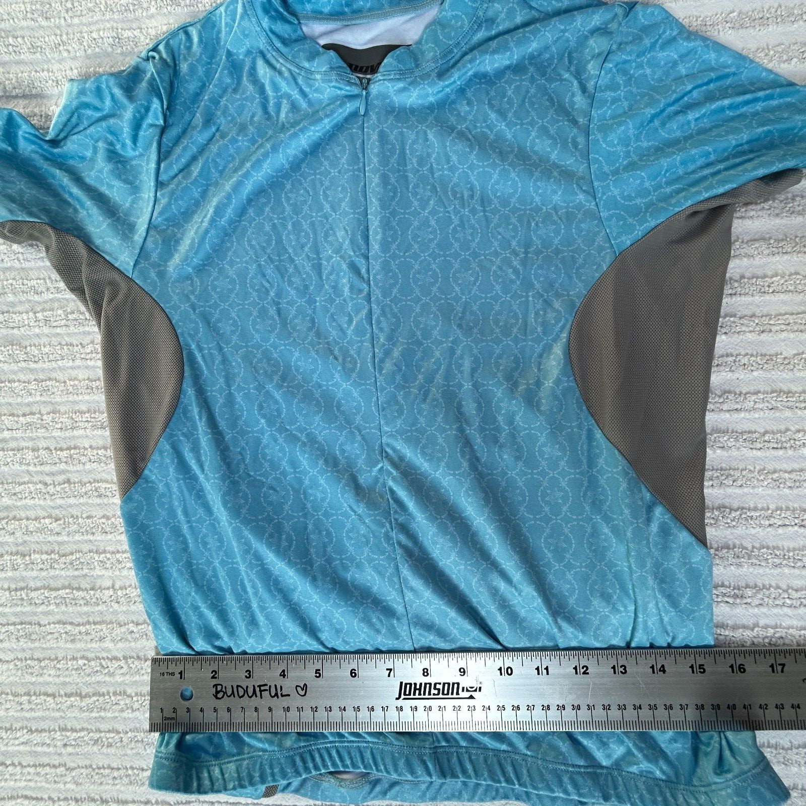 Novara Womens 3/4 Zip Cycling Jersey Shirt Large Short Sleeve Blue Gray Pockets